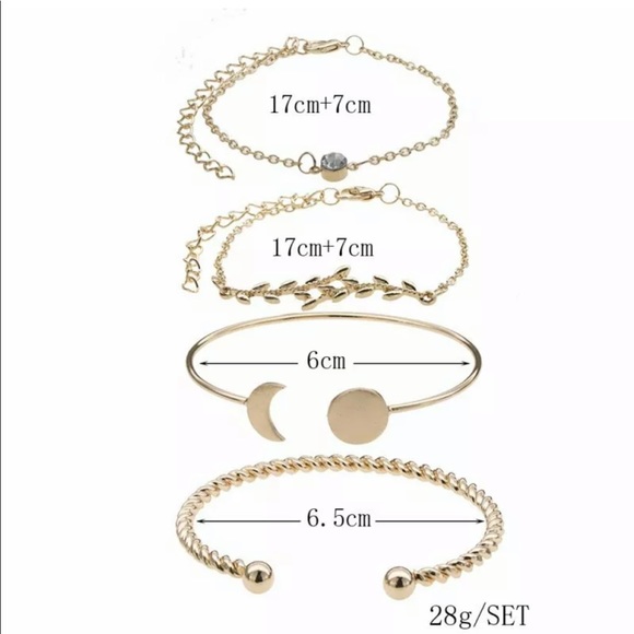 4 Piece Gold Stackable Bracelet Set - Picture 2 of 3